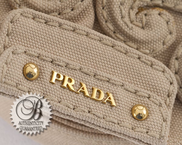 PRADA Runway Beige Canapa Baroque Flap Canapa Bag Tote 2