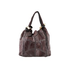 JIMMY CHOO Watersnake Lizard Large Textured SABA Ring Bag Hobo