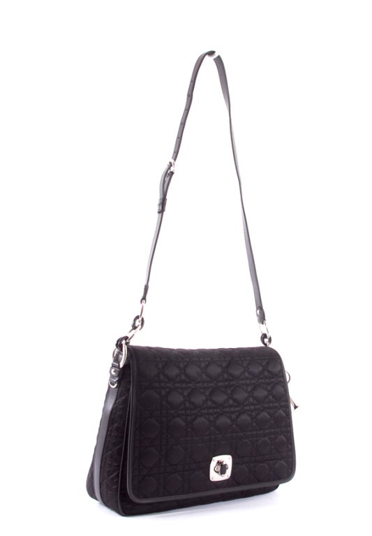 CHRISTIAN DIOR Black Cannage Quilted New Messenger Crossbody Bag