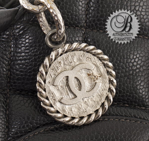 Chanel Black Caviar Leather Classic Quilted Medallion Bag For Sale 3