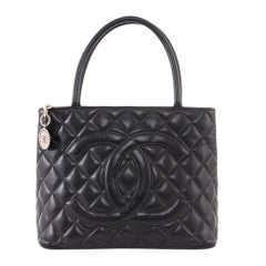 Chanel Black Caviar Leather Classic Quilted Medallion Bag