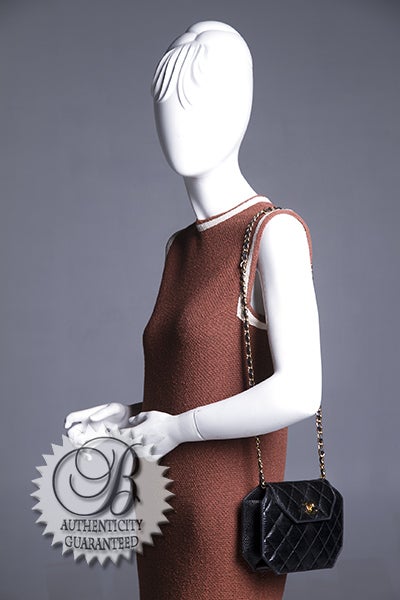 Chanel Black Lizard Skin Octagonal Long Chain Strap Exotic Bag For Sale 7