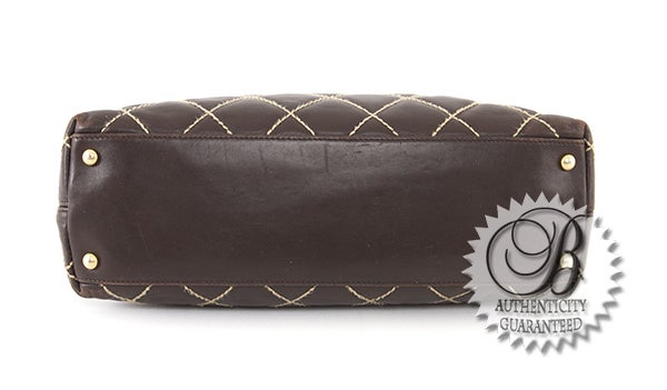 Chanel Chocolate Brown Lambskin Leather Surpique Hobo Shoulder B For Sale 1
