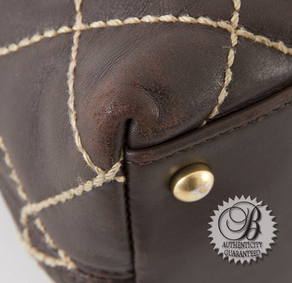 Chanel Chocolate Brown Lambskin Leather Surpique Hobo Shoulder B For Sale 2