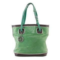 Chanel Green Leather Lambskin Country Club Shopper Bag