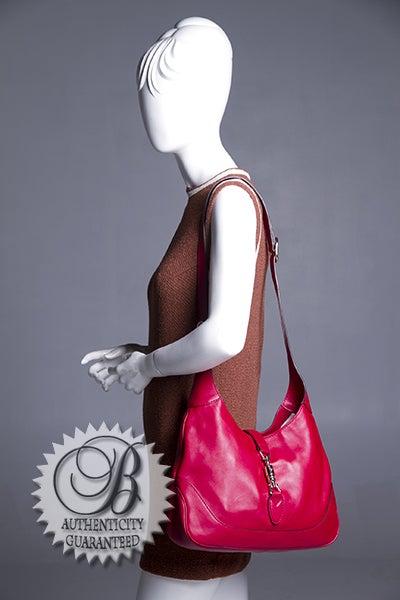 Gucci Red Leather Jackie Shoulder Bag Long Strap For Sale 4