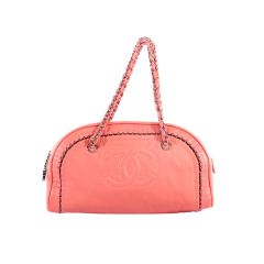 CHANEL Coral Luxe Ligne Lambskin Bowler Bag