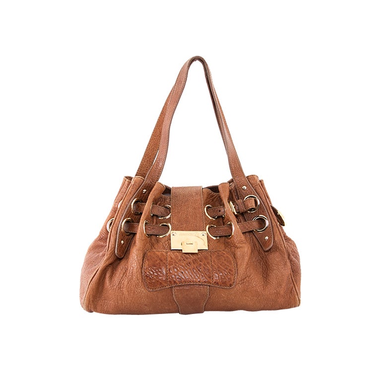 Jimmy Choo Caramel Embossed Leather Riki Shopper Bag For Sale