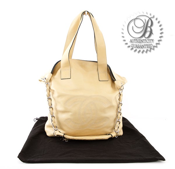Chanel Vanilla Beige Lambskin N/S Edgy Tote Bag 5