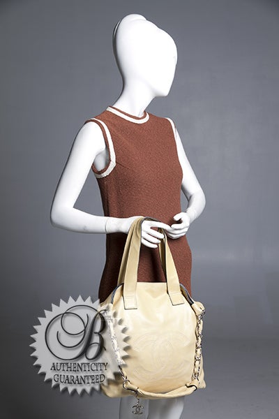 Chanel Vanilla Beige Lambskin N/S Edgy Tote Bag 4