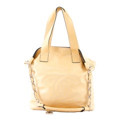 Chanel Vanilla Beige Lambskin N/S Edgy Tote Bag