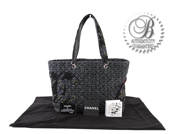 Chanel Large Tweed Cambon CC Cotton Club Shopper Bag For Sale 7