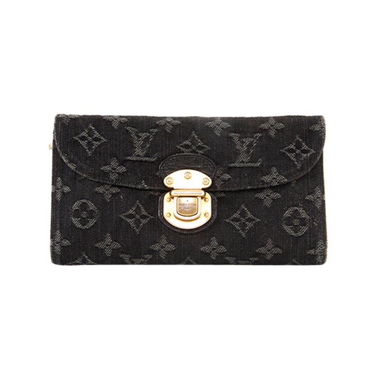 Louis Vuitton Monogram Black Denim Amelia Wallet For Sale