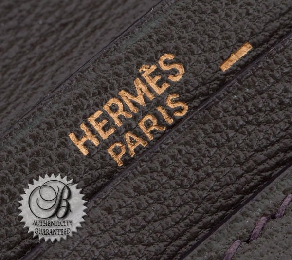 HERMES Lizard Skin BEARN Clutch Purse Wallet Gris Fonce 3