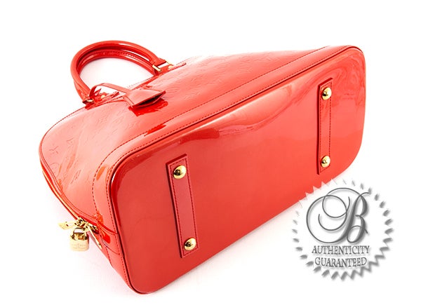 Women's Louis Vuitton Sunset Orange Vernis Alma MM Bag For Sale
