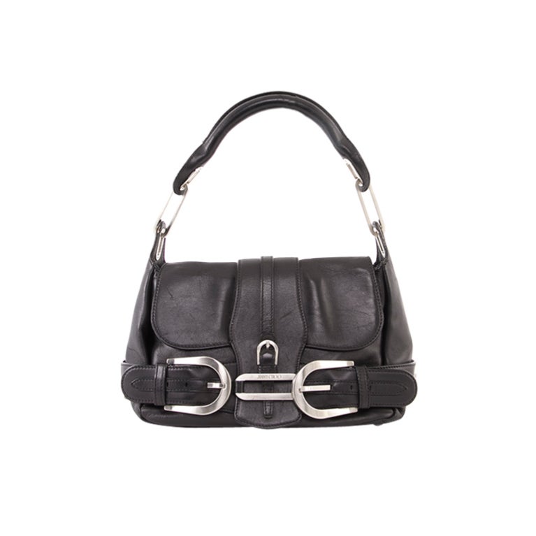 Jimmy Choo Small Black Leather Tulita Shoulder Bag For Sale