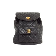 Chanel Black Lambskin Classic Coco Quilted CC Backpack Bag