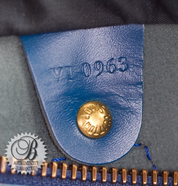 Louis Vuitton Blue Epi Leather Speedy 30 Bag For Sale 7
