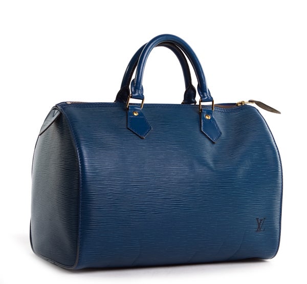 Women's Louis Vuitton Blue Epi Leather Speedy 30 Bag For Sale