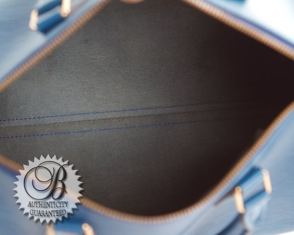 Louis Vuitton Blue Epi Leather Speedy 30 Bag For Sale 5
