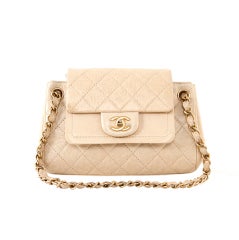 Chanel Ivory Quilted Mini Flap Handbag Beige