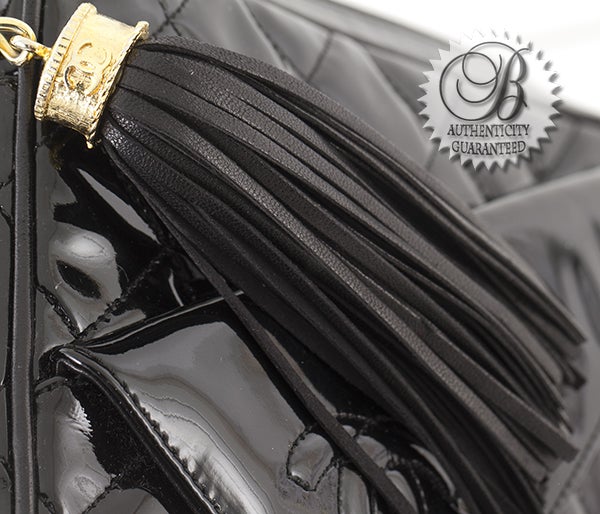 Chanel Black Patent Tassel Shoulder Bag Vintage 3