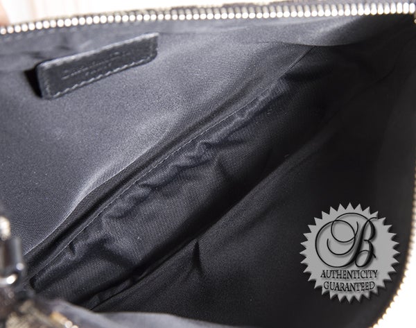 Women's Christian Dior Canvas Black CD Classic Saddle Bag Pochette For Sale