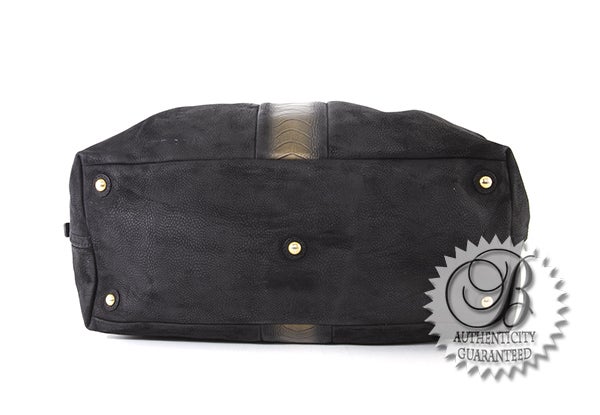 YSL Yves Saint Laurent Black Metallic Stingray Large Easy Satche For Sale 1