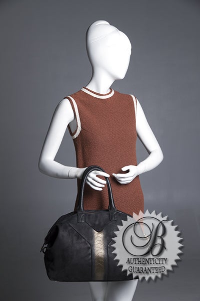 YSL Yves Saint Laurent Black Metallic Stingray Large Easy Satche For Sale 6