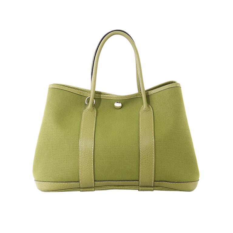 HERMES GARDEN PARTY LEATHER AND CANVAS BAG