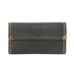 Louis Vuitton Black Suhali Leather Long Clutch Wallet