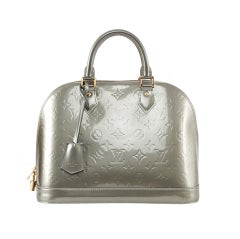 Louis Vuitton Monogram Vernis Alma Gris Gray Silver Bag
