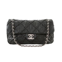 Chanel Black Lambskin Jumbo Ultra Stitch Flap Bag