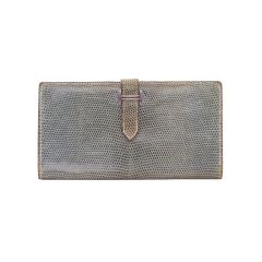 HERMES Blue Jean Lizard Bearn Clutch Wallet Rare