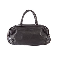 CHANEL Black Quilted Lambskin Large Bowler Tote Bag