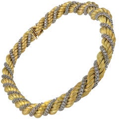 Gold 
Diamond Rope Collar Necklace, 4 CTS