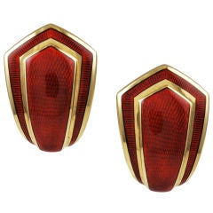 Leo De Vroomen Burnt Orange Enamel Earrings