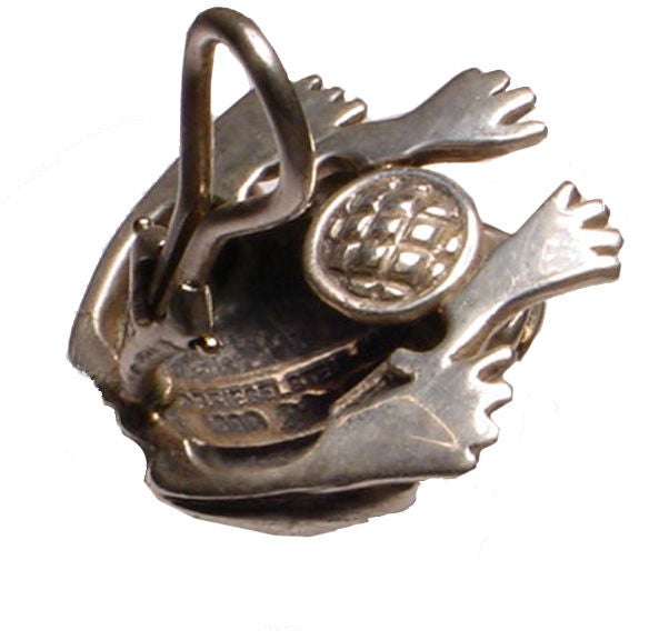 Kieselstein Cord sterling silver frog earrings measure 3/4