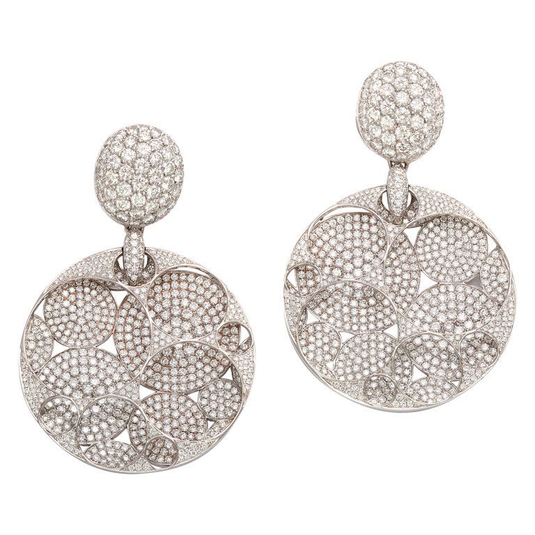 Superb Diamond Disc Earrings For Sale