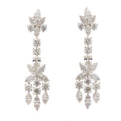 Glamorous Diamond Cluster Drop Earrings