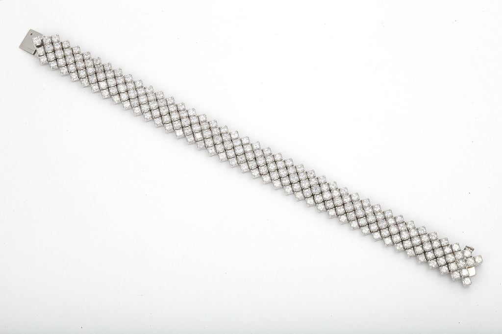 Five Row Asscher Cut Diamond Bracelet