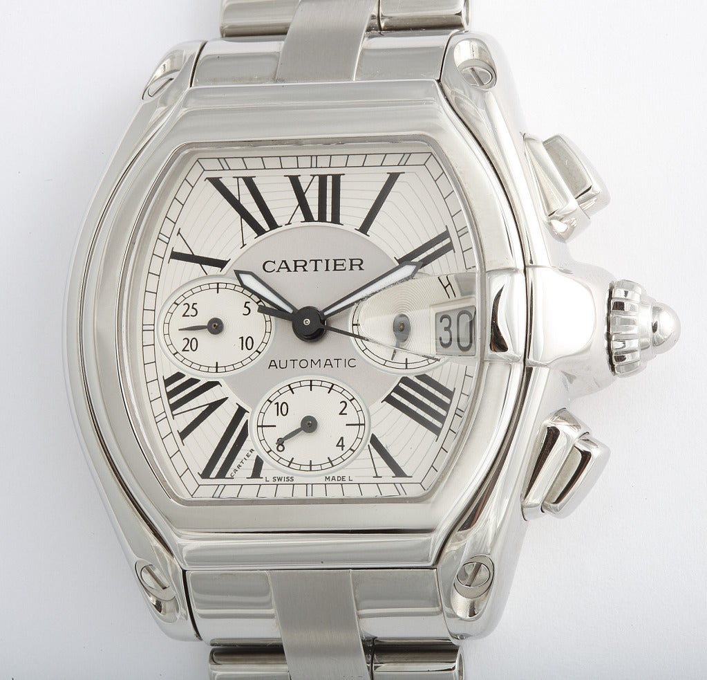 Cartier Stainless Steel Roadster Chronograph Wristwatch