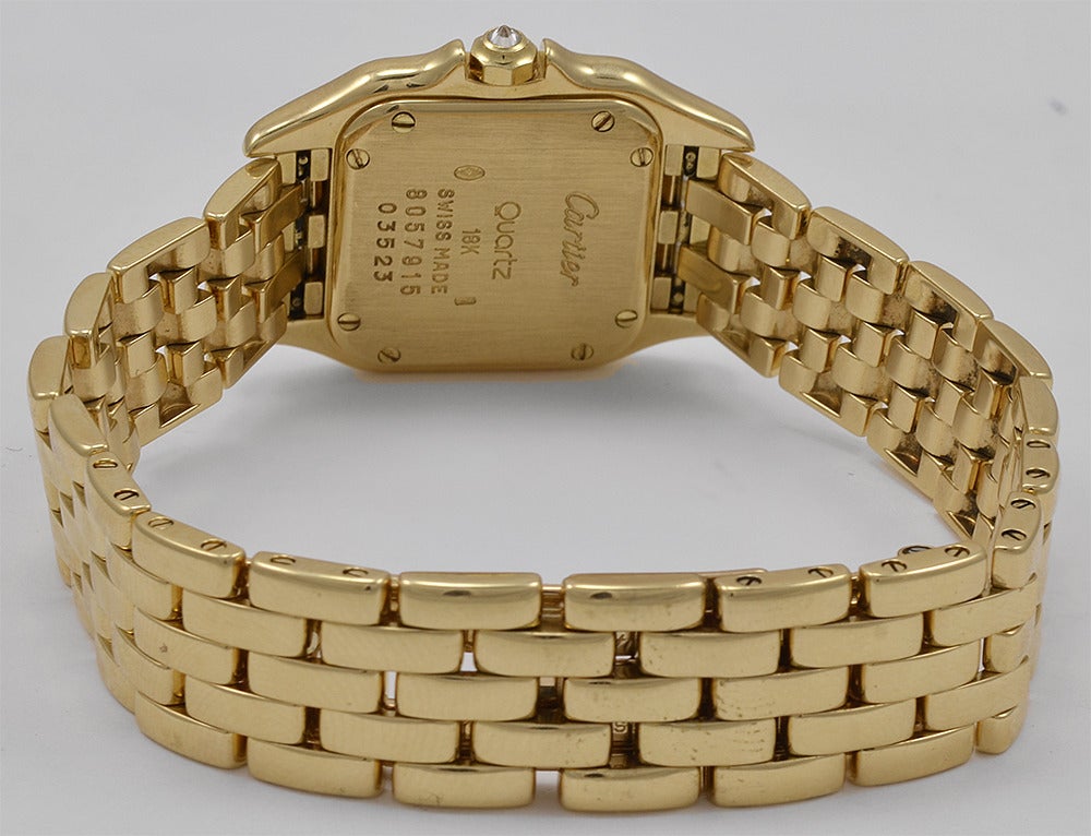 Cartier Lady's Yellow Gold and Diamond Panthere Wristwatch with Bracelet In Excellent Condition In New York, NY