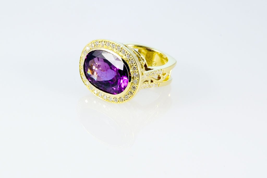 Purple Tourmaline Diamond Ring For Sale 1