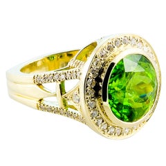 10.5 carat Pakistani Peridot and Diamond Ring
