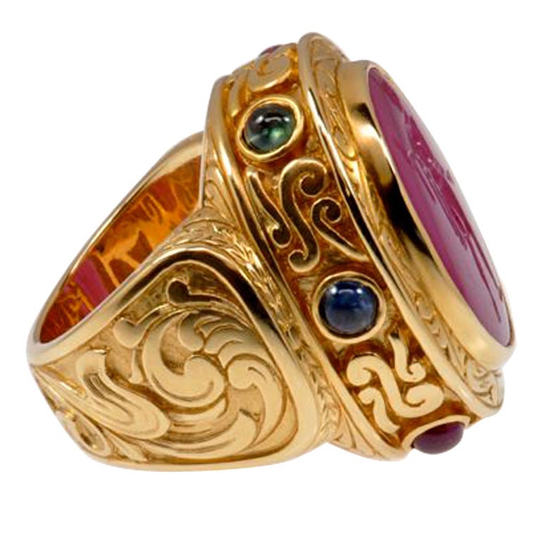 "AntiQuity" Ring with Ruby Intaglio