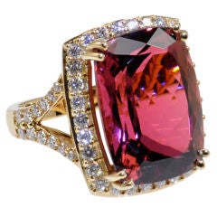 21.05 carat Rubellite Tourmaline 
Diamond Ring