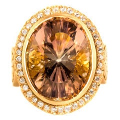 16.73 carat Bi-Color Tourmaline, Sapphire, and Pink Gold Ring