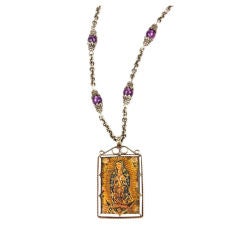 Hand Painted Peruvian Reliquary Necklace