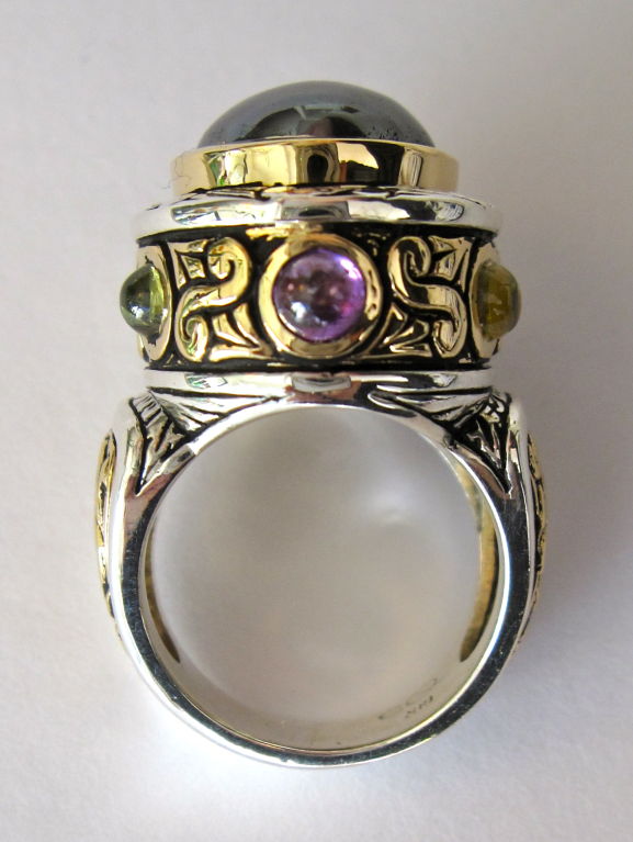 Women's Two-Tone Hematite Sapphire AntiQuity Ring